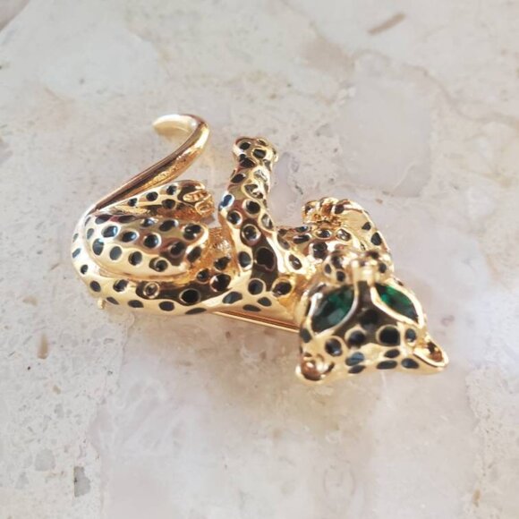 Signed Vintage D'Orlan Cheetah, Jaguar, Leopard Brooch Pin - Picture 4 of 10